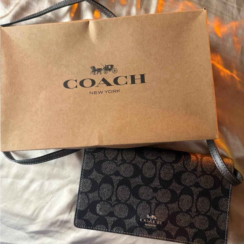 Coach Signature Black and Gray Shoulder Bag